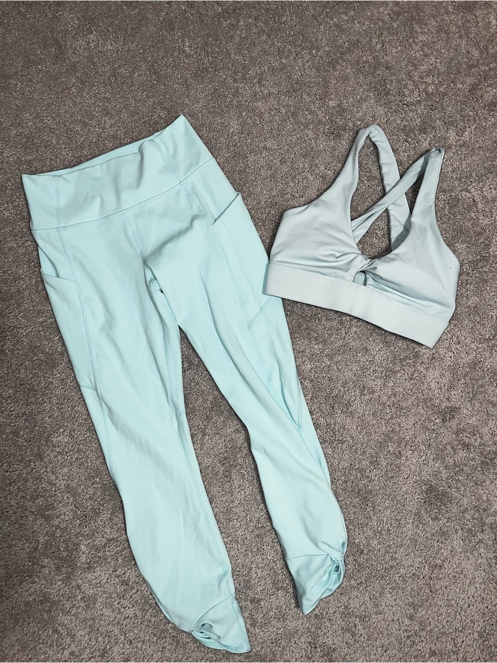 Fabletics Light Blue High-Waist Leggings with Strappy Sports Bra